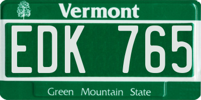 VT license plate EDK765