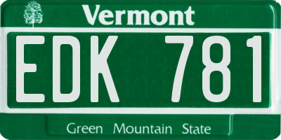 VT license plate EDK781