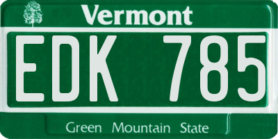 VT license plate EDK785