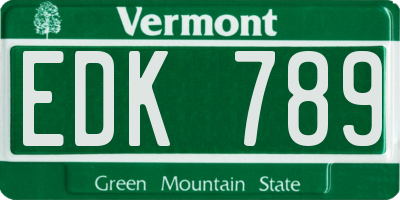 VT license plate EDK789