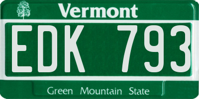 VT license plate EDK793