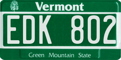 VT license plate EDK802