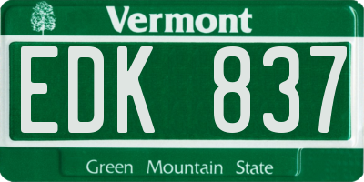 VT license plate EDK837