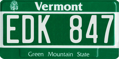 VT license plate EDK847