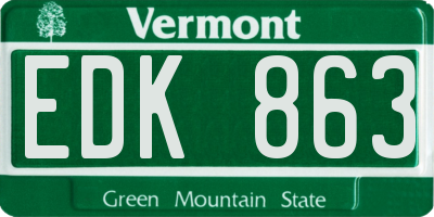 VT license plate EDK863