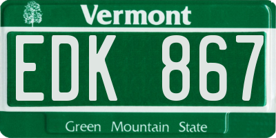 VT license plate EDK867