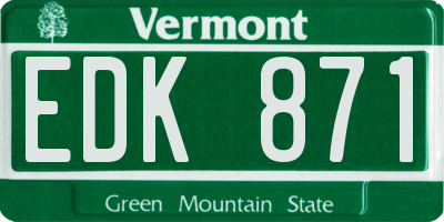 VT license plate EDK871