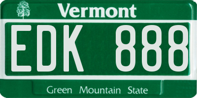 VT license plate EDK888
