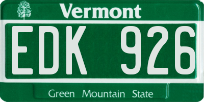 VT license plate EDK926