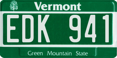 VT license plate EDK941