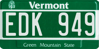 VT license plate EDK949