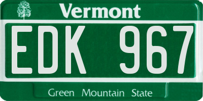 VT license plate EDK967