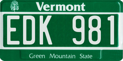 VT license plate EDK981