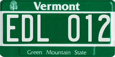 VT license plate EDL012