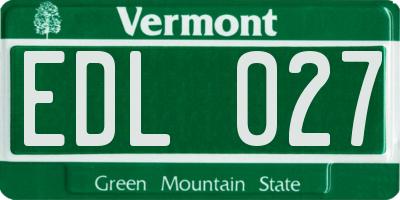VT license plate EDL027