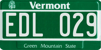 VT license plate EDL029