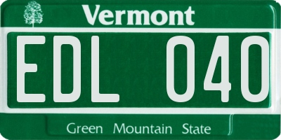 VT license plate EDL040