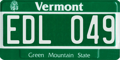 VT license plate EDL049