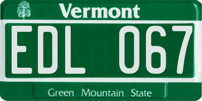 VT license plate EDL067