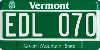 VT license plate EDL070