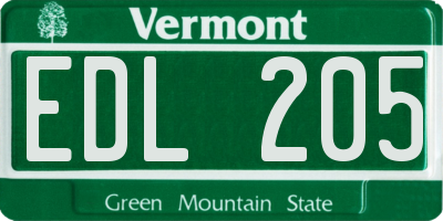 VT license plate EDL205
