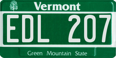 VT license plate EDL207