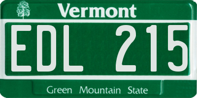 VT license plate EDL215