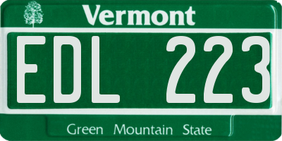 VT license plate EDL223