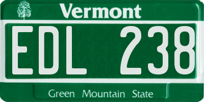 VT license plate EDL238