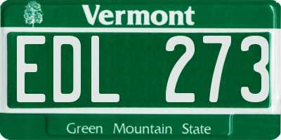 VT license plate EDL273