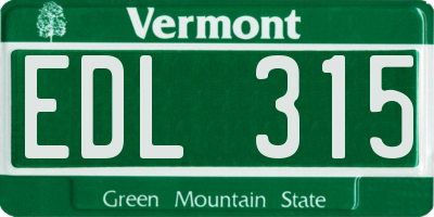 VT license plate EDL315