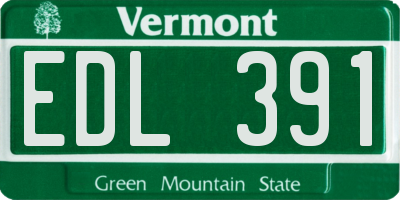 VT license plate EDL391