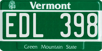 VT license plate EDL398