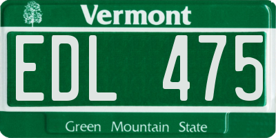 VT license plate EDL475