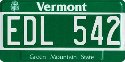 VT license plate EDL542