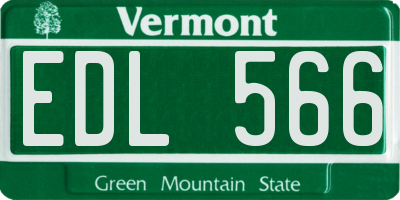 VT license plate EDL566
