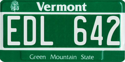 VT license plate EDL642