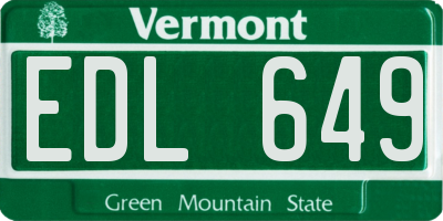 VT license plate EDL649