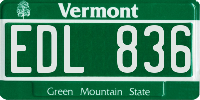 VT license plate EDL836