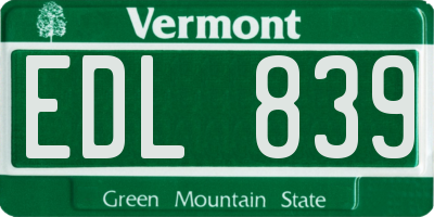 VT license plate EDL839