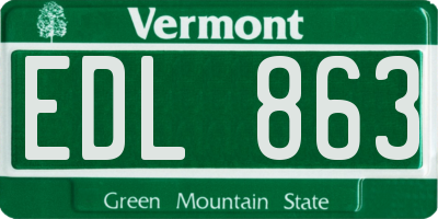 VT license plate EDL863