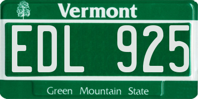 VT license plate EDL925