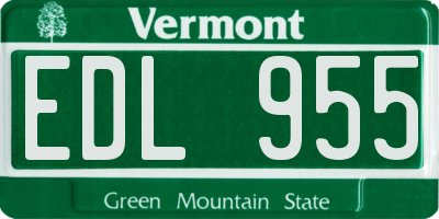 VT license plate EDL955