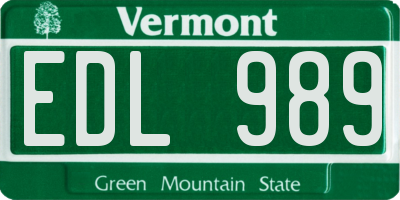 VT license plate EDL989