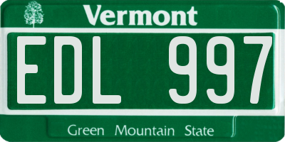 VT license plate EDL997