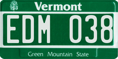 VT license plate EDM038