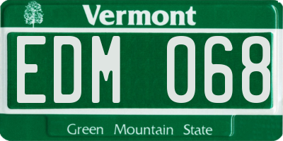 VT license plate EDM068
