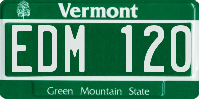 VT license plate EDM120