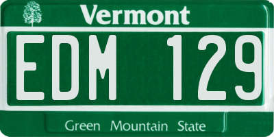 VT license plate EDM129