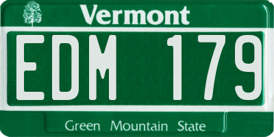 VT license plate EDM179